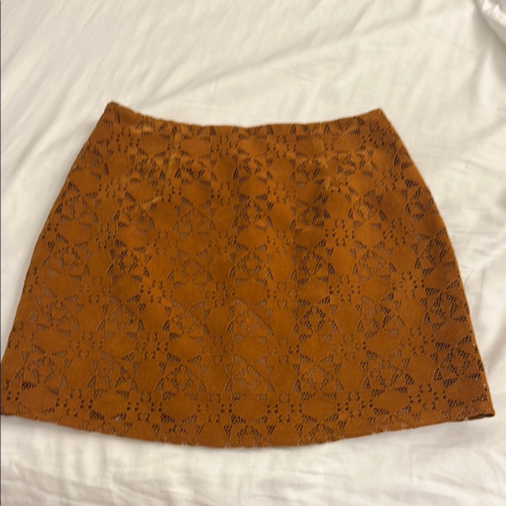 Elegant Brown Lace Mini Skirt - S